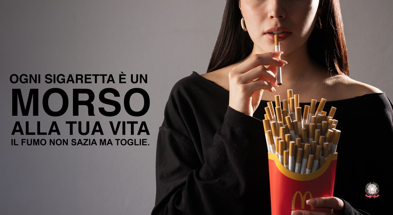 Anti-smoking campaign: fries box full of cigarettes