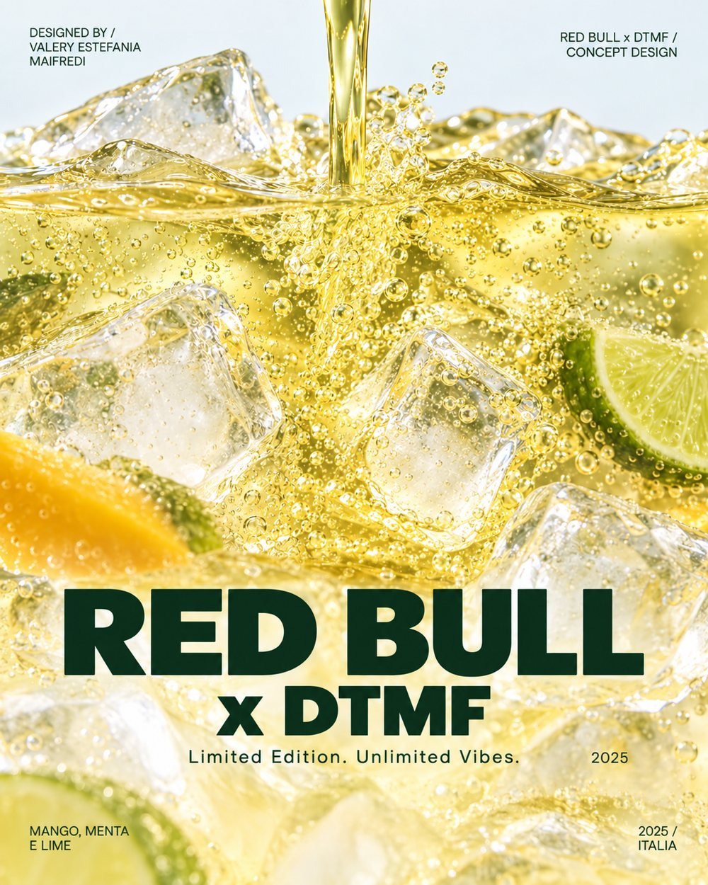 Red Bull x DTMF key visual with ice and lime