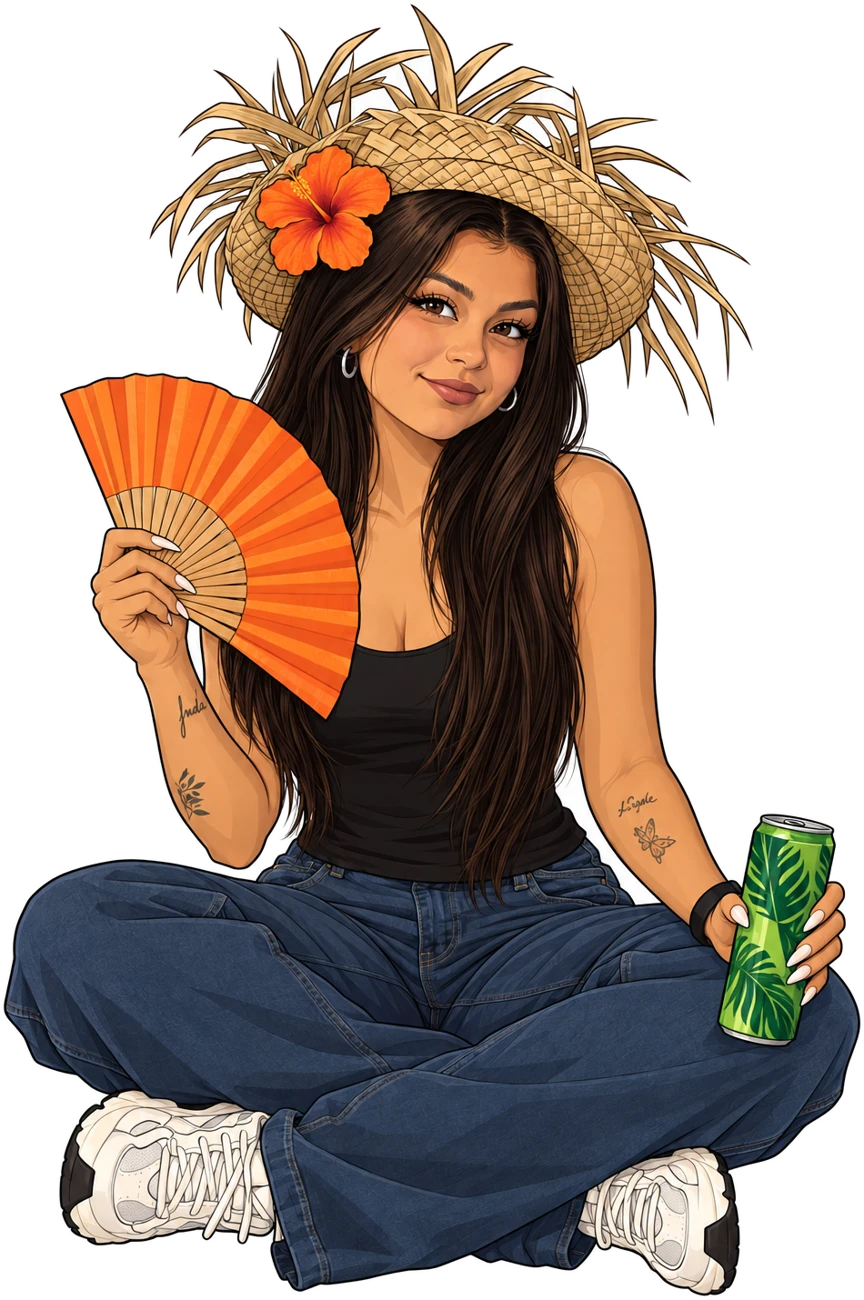 Valery avatar with a fan and a green can