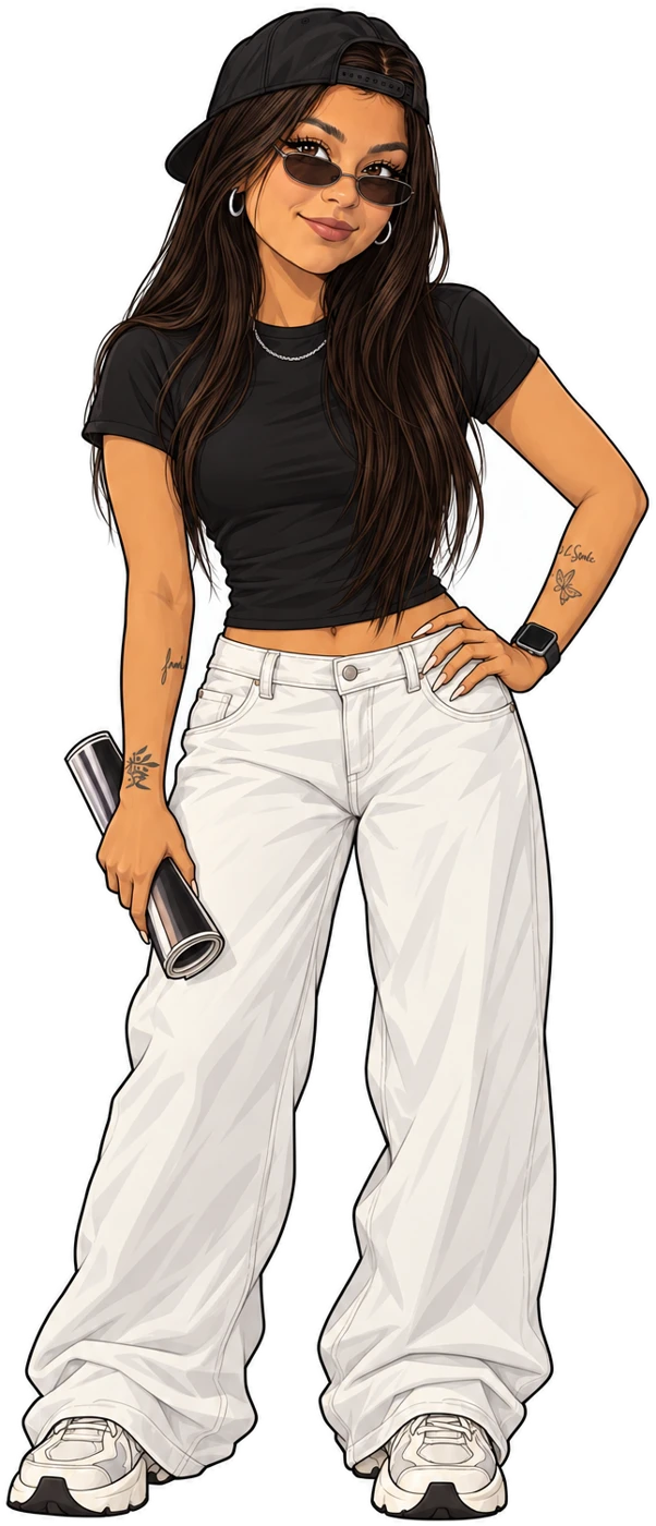 Valery avatar in Y2K style holding a magazine